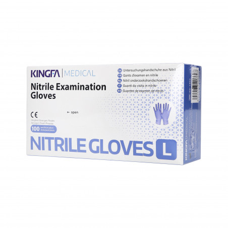 KINGFA MEDICAL Jednorazowe rękawiczki z nitrylu, kolor fioletowy, rozmiar L, 100szt.