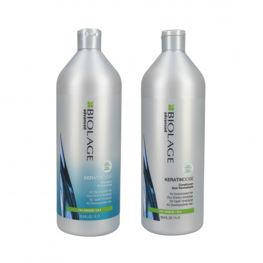 BIOLAGE KERATINDOSE Conjunto para cabelos danificados shampoo 1000ml + condicionador 1000ml