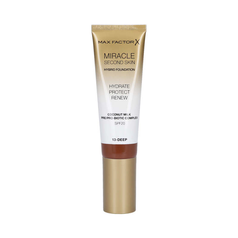 MAX FACTOR MIRACLE Second Skin Base hidratante facial SPF20 013 Profundo 30ml