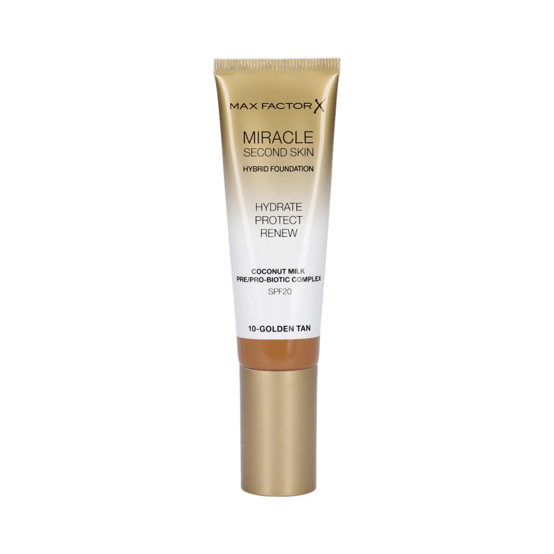 MAX FACTOR MIRACLE Second Skin Nawilżający podkład do twarzy SPF20 010 Golden Tan 30ml