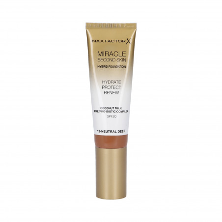 MAX FACTOR MIRACLE Second Skin Foundation SPF20 012 Natural Deep 30ml