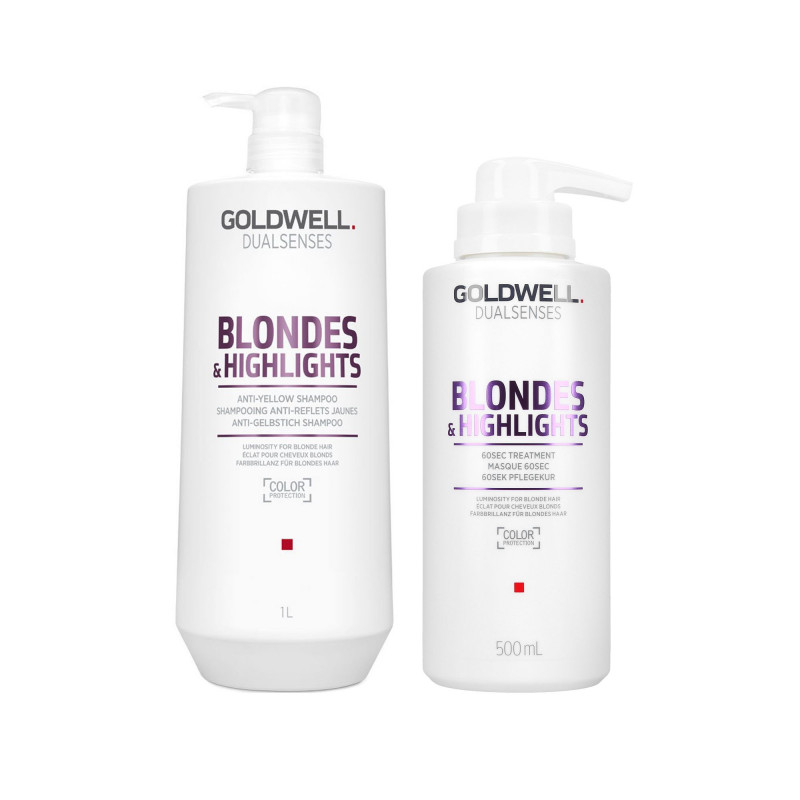 GOLDWELL DUALSENSES BLONDES & HIGHLIGHTS Shampoo 1L + 60-Sekunden-Kur 500ml