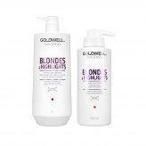 GOLDWELL DUALSENSES BLONDES & HIGHLIGHTS Shampoo 1000 ml + Behandling 500 ml