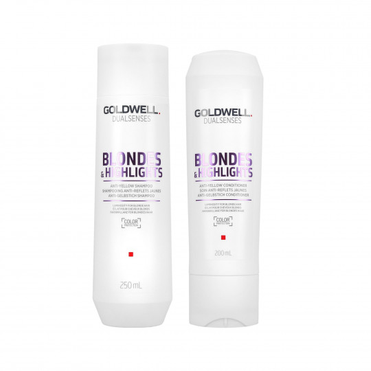 GOLDWELL Dualsenses Blondes & Highlights Anti-Yellow Shampoo 250ml + Conditioner 200ml Set 