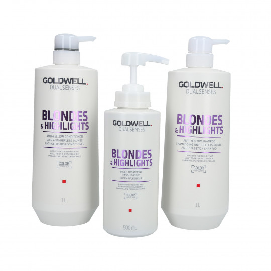 GOLDWELL DUALSENSES BLONDES&HIGHLIGHTS Conjunto shampoo 1000ml + condicionador 1000ml + tratamento 500ml