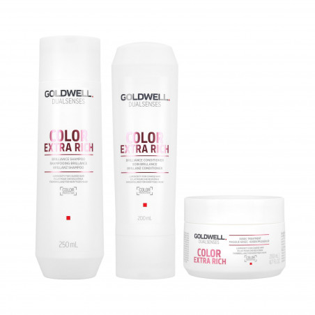 GOLDWELL Dualsenses Color Extra Rich Brilliance Shampoo 250ml + Conditioner 200ml + 60Sec Treatment 200ml Set 