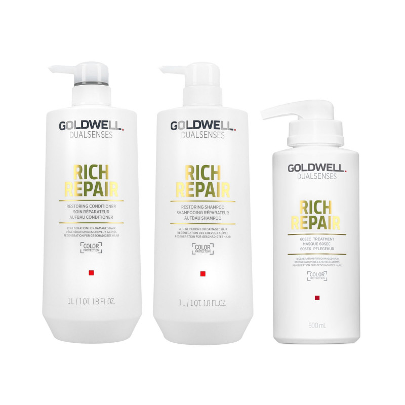 GOLDWELL DUALSENSES RICH REPAIR Shampoo 1000 ml + Conditioner 1000ml + Trattamento 500ml 