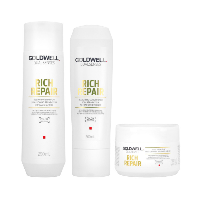 GOLDWELL DUALSENSES RICH REPAIR Shampoo 250 ml + Condicionador 200 ml + Tratamento 200 ml