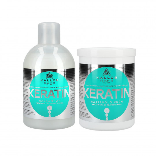 KALLOS KJMN Conjunto fortalecedor de queratina shampoo 1000ml + máscara 1000ml