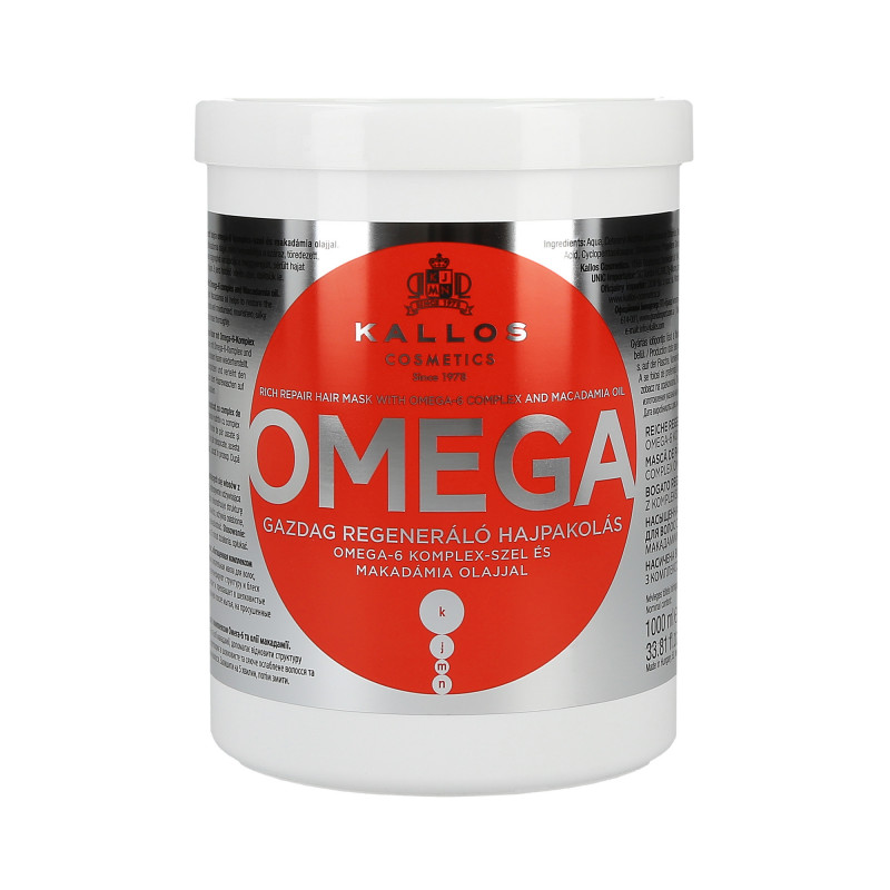 Kallos KJMN Omega Maschera con acidi grassi e olio di macadamia 1000 ml 