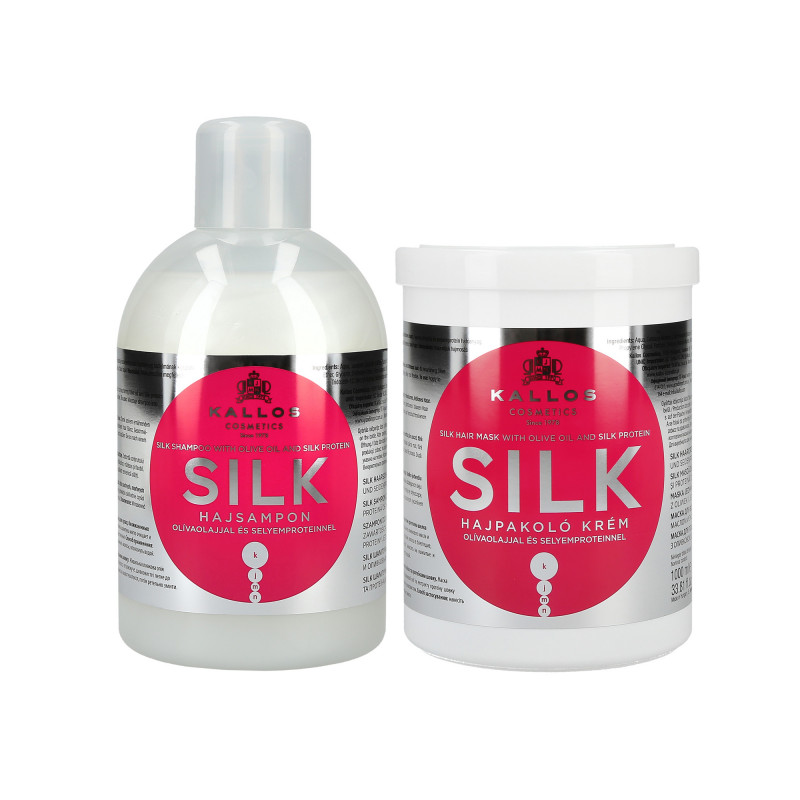 Kallos KJMN Silk Set per capelli danneggiati Shampoo 1000 ml + Maschera 1000 ml 