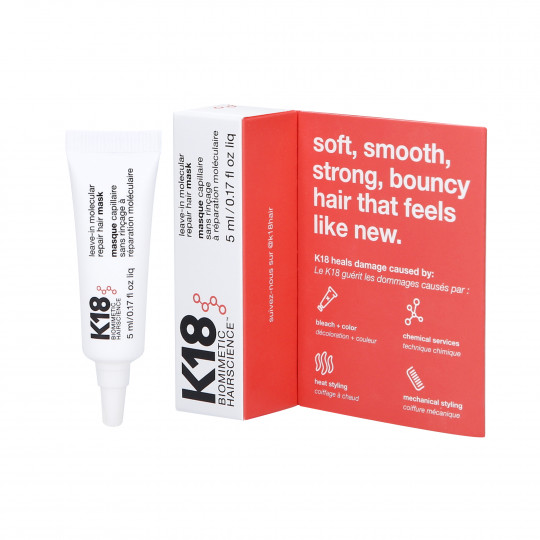 K18 Regenererende molekylær hårmaske uden skylning 5ml
