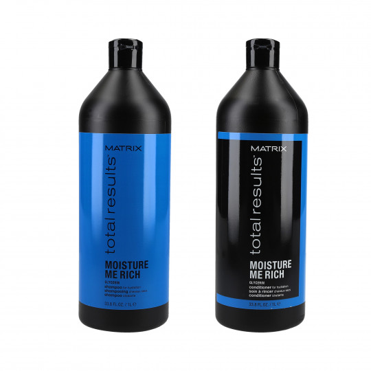 MATRIX SAMTALE RESULTATER MOISTURE ME RICH Fugtgivende hårsæt shampoo 1000ml + balsam 1000ml