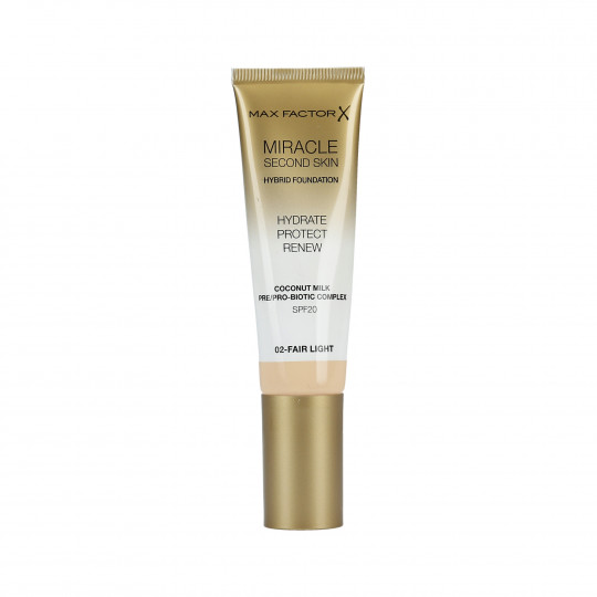 MAX FACTOR MIRACLE Second Skin hidratáló arc alapozó SPF20 002 Fair Light 30ml