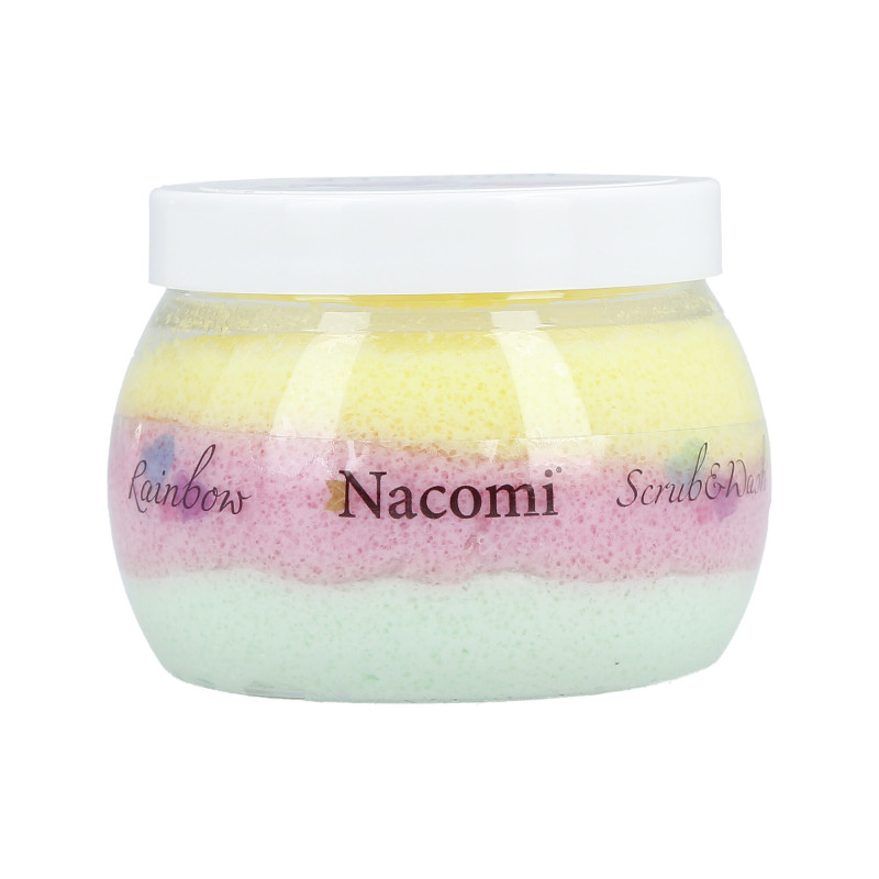 NACOMI Scrub&Wash Rainbow Peeling és mosóhab – görögdinnye 200ml