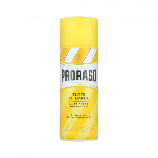 PRORASO YELLOW Espuma de barbear nutritiva e regeneradora para pele seca 400ml