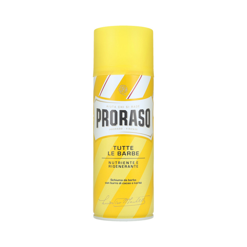 PRORASO YELLOW Espuma de barbear nutritiva e regeneradora para pele seca 400ml