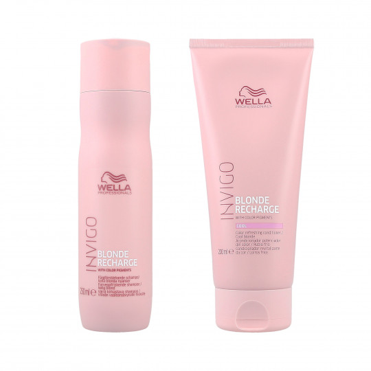 WELLA PROFESSIONALS INVIGO BLONDE RECHARGE Zestaw szampon 250ml+odżywka Cool 200ml