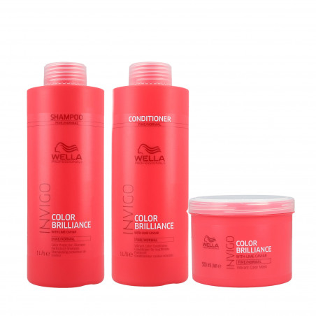 WELLA PROFESSIONALS INVIGO COLOR BRILLIANCE Set für Feines Haar Shampoo 1000ml + Spülung 1000ml + Maske 500ml