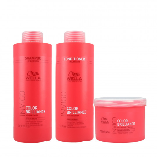 WELLA PROFESSIONALS INVIGO COLOR BRILLIANCE Zestaw do włosów cienkich szampon 1000+odżywka 1000+maska 500ml