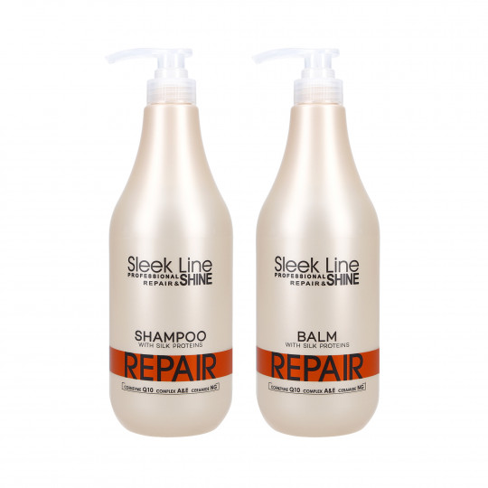 STAPIZ SLEEK LINE REPAIR Balm silkkiä 1000ml + shampoo 1000ml