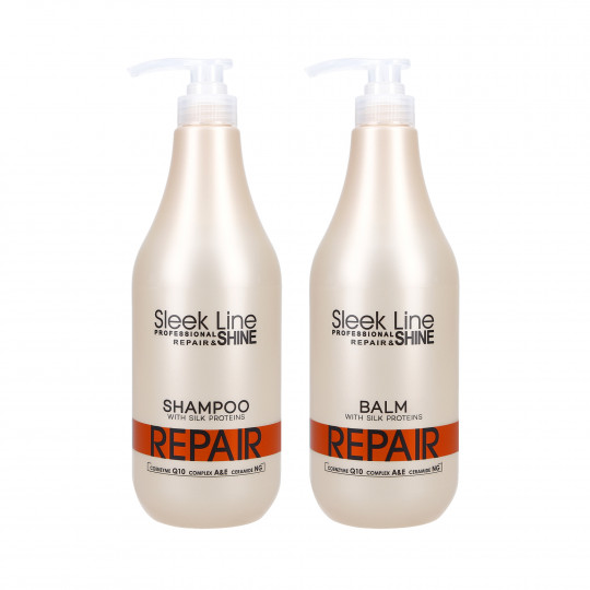 STAPIZ SLEEK LINE REPAIR Bálsamo com seda 1000ml + Shampoo 1000ml