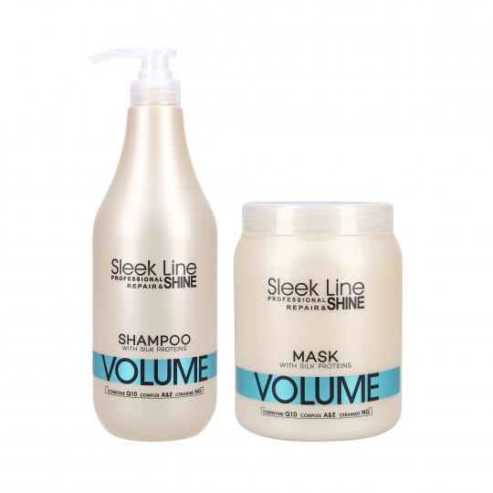 Stapiz Sleek Line Volume Set Maschera 1000 ml + Shampoo 1000 ml volumizzante 