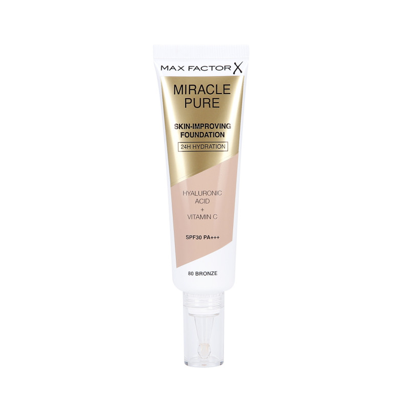 MAX FACTOR MIRACLE PURE SKIN Foundation forbedrer hudens tilstand 80 Bronze 30ml