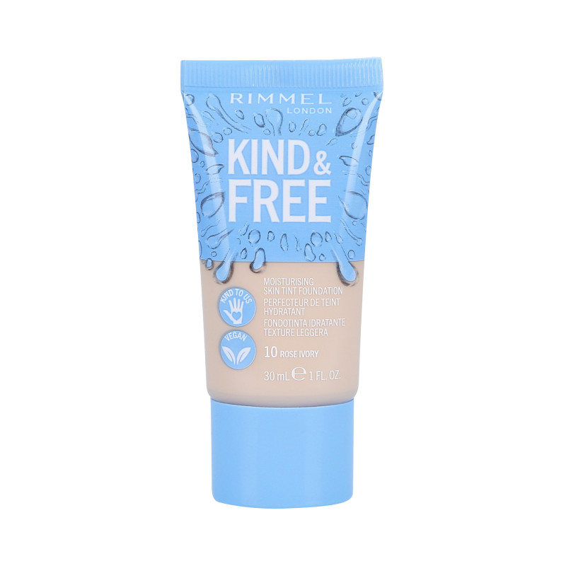 Base hidratante vegana RIMMEL KIND&FREE 010 Rose Ivory 30ml