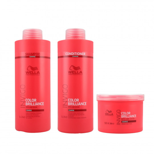 WELLA PROFESSIONALS INVIGO COLOR BRILLIANCE Zestaw do włosów grubych szampon 1000+odżywka 1000+maska 500ml