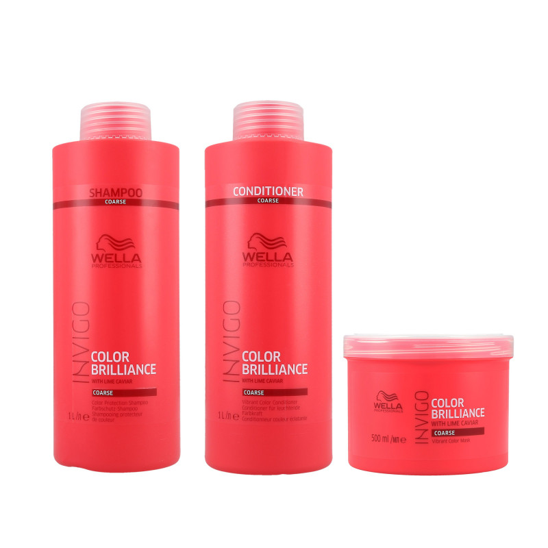 WELLA PROFESSIONALS INVIGO COLOR BRILLIANCE Set für dickes Haar Shampoo 1000ml + Conditioner 1000ml + Maske 500ml