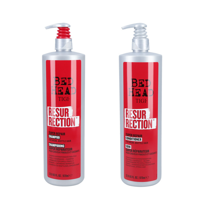 TIGI BED HEAD RESURRECTION Zestaw do włosów osłabionych Szampon 970ml + Odżywka 970ml