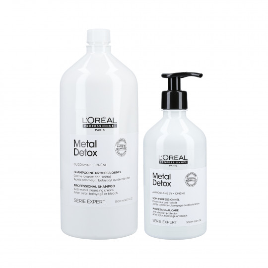 L'OREAL PROFESSIONNEL METAL DETOX Conjunto para cabelos coloridos Shampoo 1500 ml + Condicionador 500 ml