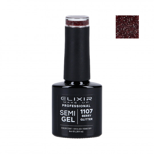 ELIXIR Hybrid nail polish 1107 BERRY GLITTER 8ml