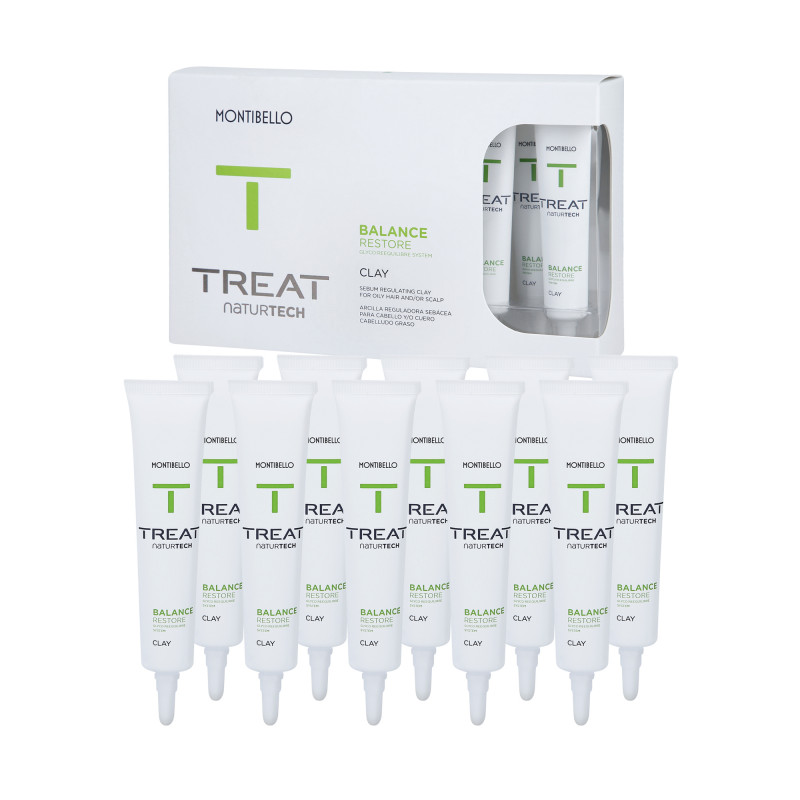 MONTIBELLO TREAT NATURTECH BALANCE RESTORE Argiloterapia para cabelos oleosos 10x20ml