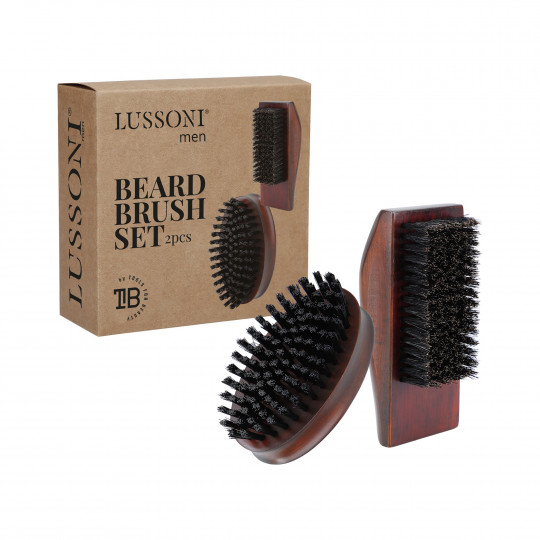 LUSSONI MEN Barber brush set, 2 pcs, with natural and vegan bristles
