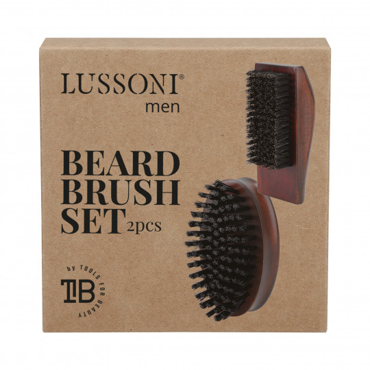 LUSSONI MEN Ensemble de brosses de barbier, 2 pièces, avec poils naturels et végétaliens