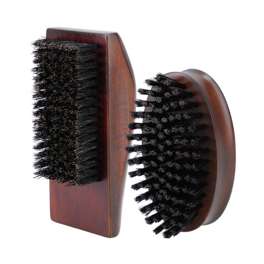 LUSSONI MEN Ensemble de brosses de barbier, 2 pièces, avec poils naturels et végétaliens