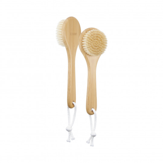LUSSONI Bamboo body brush with handle