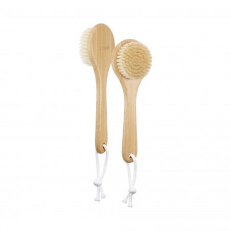 LUSSONI Bamboo body brush with handle