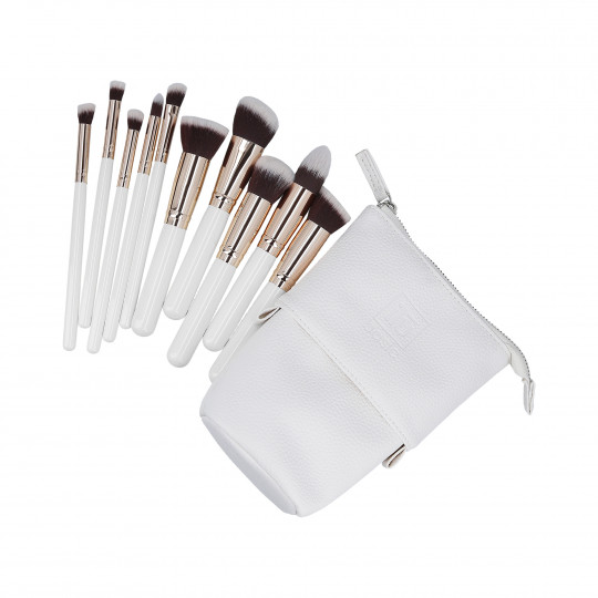 ilū basic Set de 10 pinceaux à maquillage + pochette, Blanc