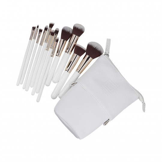 ilū basic Set de 12 pinceaux à maquillage + pochette, Blanc