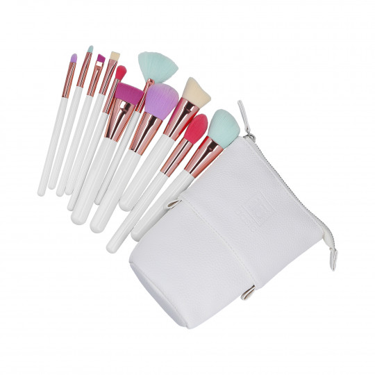 ilū basic Set de 11 pinceaux à maquillage + pochette, Multicolore