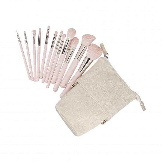 ilū basic Set de 12 pinceaux à maquillage + pochette, Rose