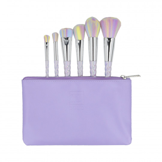 ilū basic Set of 6 make-up brushes + case, Unicorn, Pastel