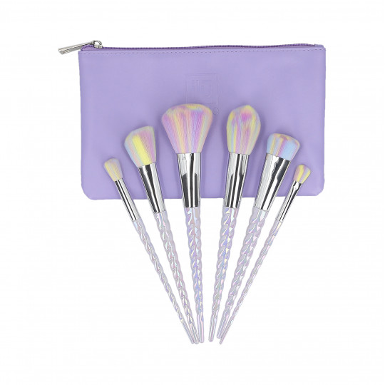 ilū basic Set of 6 make-up brushes + case, Unicorn, Pastel