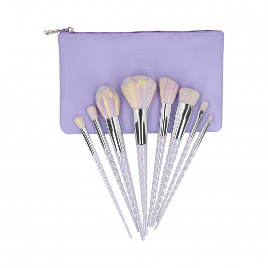 ilū basic Set mit 8 Schminkpinseln + Tasche, Einhorn, Pastell