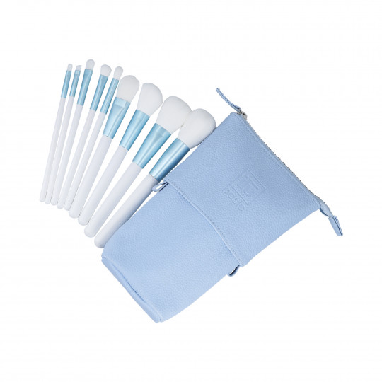 ilū basic Set de 9 pinceaux à maquillage + pochette, Bleu