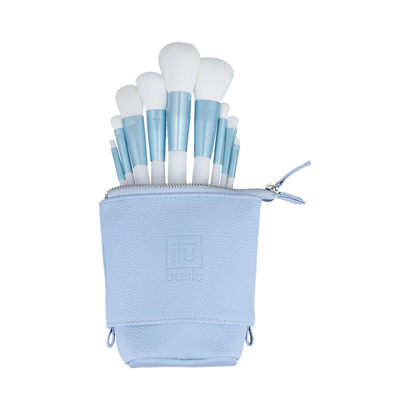 ilū basic Set of 9 make-up brushes + case, Blue