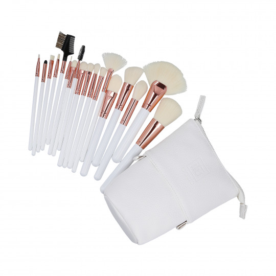 ilū basic Conjunto de 18 pincéis de maquiagem + estojo, branco